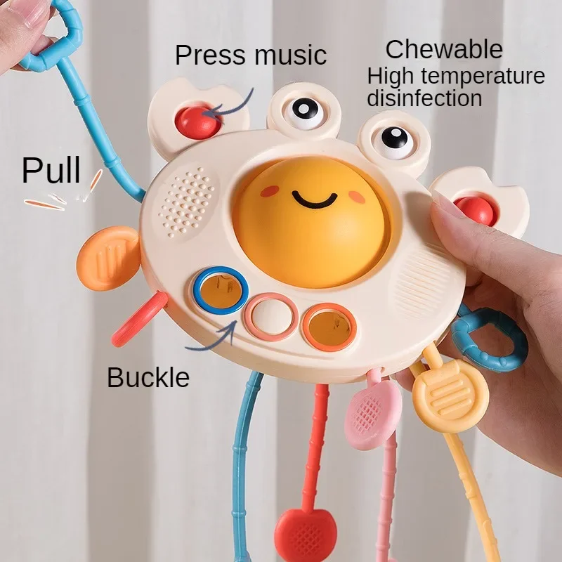 Montessori Pull String Sensory Toys Baby 12 Months Silicone