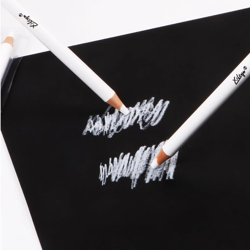 

Set of 6 Prmeium White Charcoal Pencils Set 3 Pcs Soft 3 Pcs Sketch Highlight White Pencils for Ideal for Drawing