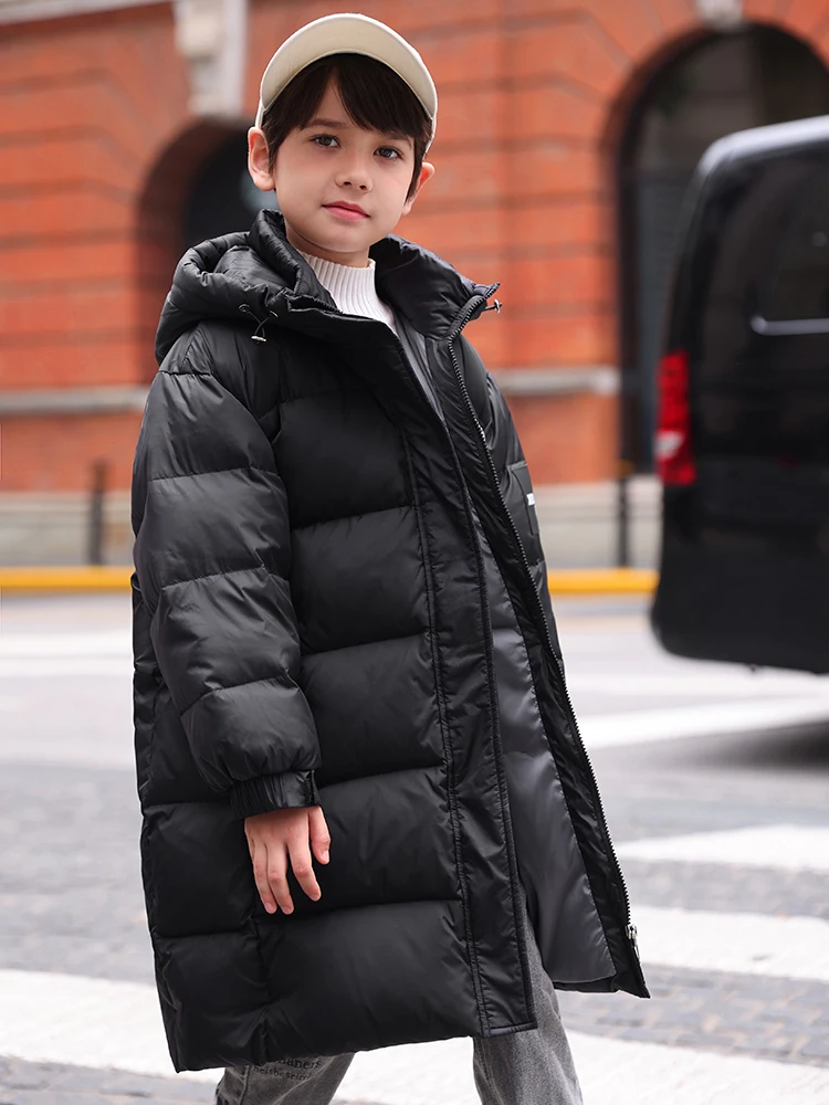 두꺼운 화이트 덕다운 푸퍼 재킷 (남아용) ABC 키즈 캐주얼 루즈핏 겨울 아우터 따뜻한 코트 긴소매 지퍼 여밈