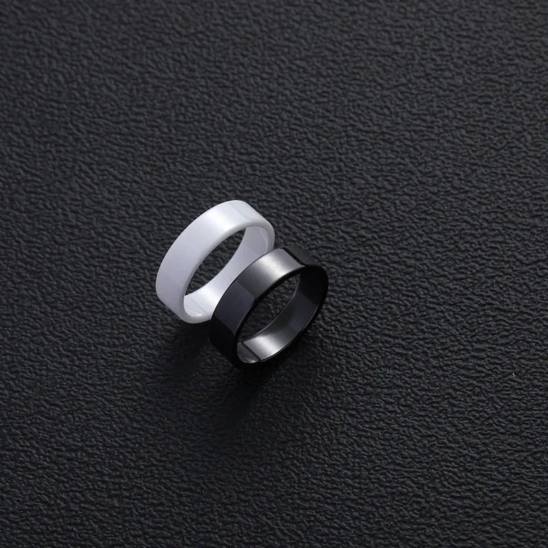 6mm Flat Black White Ceramic Rings For Women Men Minimalist Zirconia Jewelry Waterproof Simple Fashion Gift US Size 6 To 12 3