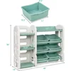 Kids Bookshelf with Toy Organizers and Storage, Multi-Purpose 4-Tier Shelf & 6 Removable Plastic Bins to Organize Books Toys 3