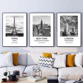City Poster New York London Paris Wall Art for Livingroom Decoration Picture on The Wall Sheets for Paintings Canvas Home Decor 2