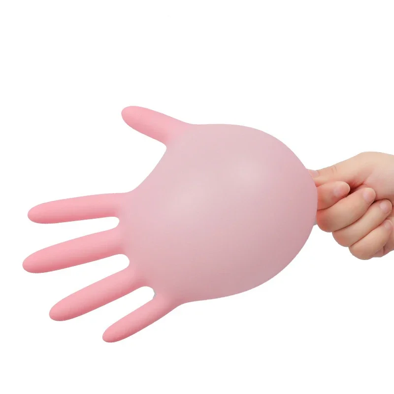 20/50/100 Uds guantes de nitrilo rosa guantes de látex desechables sin polvo para limpieza del hogar salón de belleza trabajo 3