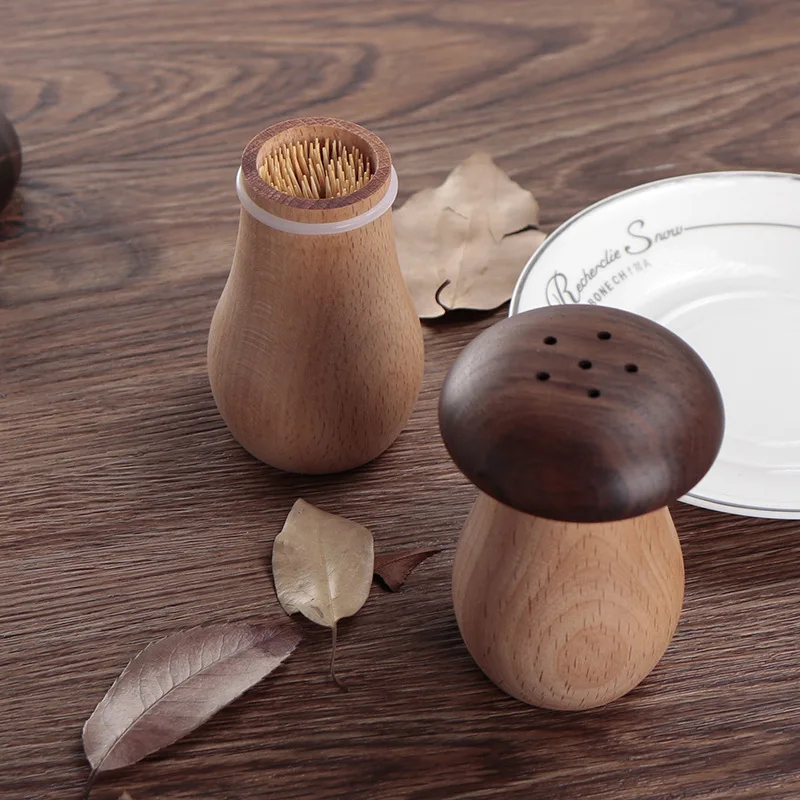 

Toothpick Holder Dispenser Wooden Cute Mushroom Tooth Pick Dispenser Toothpicks Storage Box Container for Kitchen Restaurant