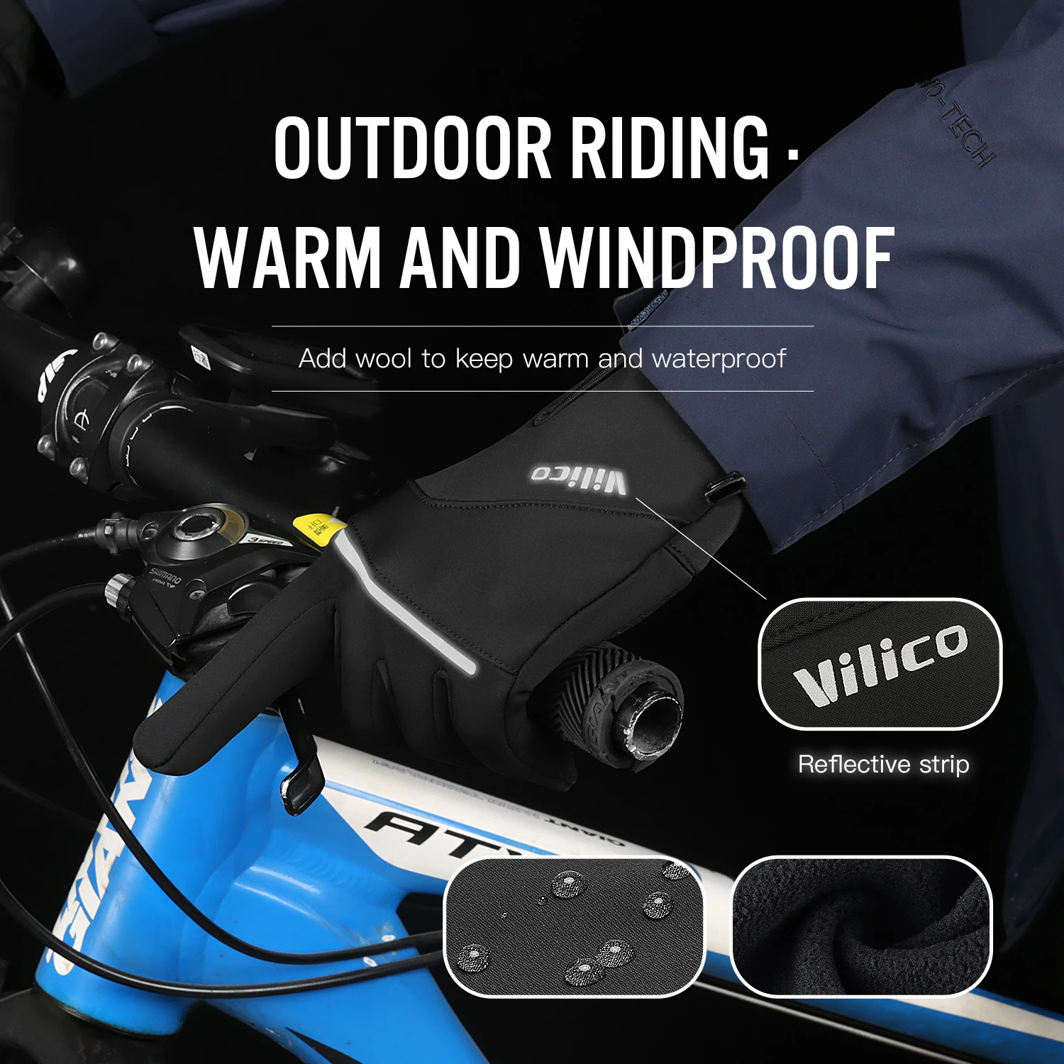 Cycling Gloves Winter Touch Screen Bicycle Gloves Outdoor Scooter Windproof Riding Motorcycle Ski Warm Bike Gloves