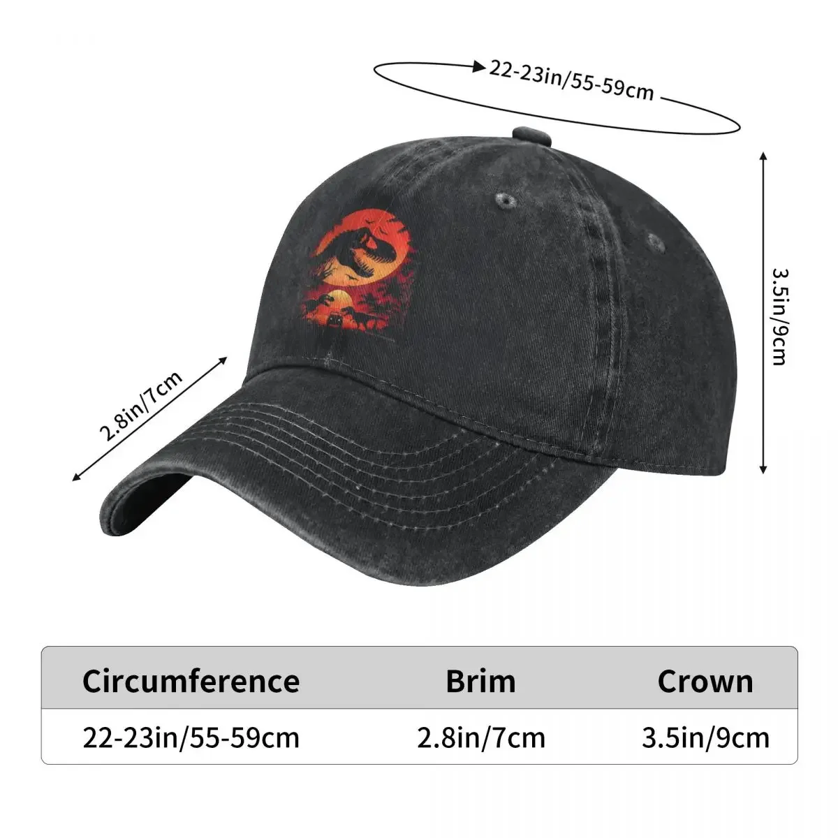 Vintage Jurassic Park TRex Baseball Cap for Men Women Distressed Denim Headwear Jurassic World Jeep Dinosaur Activities Caps Hat