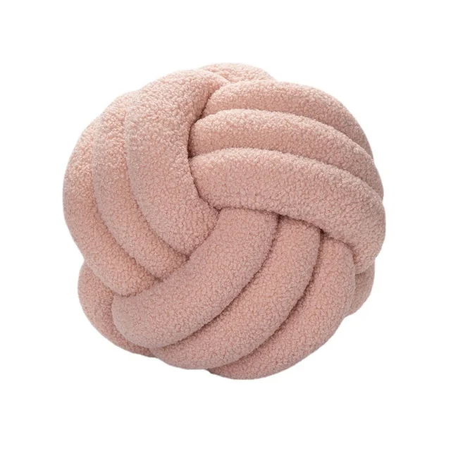 Knotted Ball Hand-Woven Lambskin Pillow – Decorative Roll Cushion 4