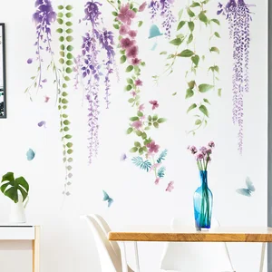 Elegant wisteria flower background wall beautify living bedroom porch decoration layout wall stickers self-adhesive wall paper