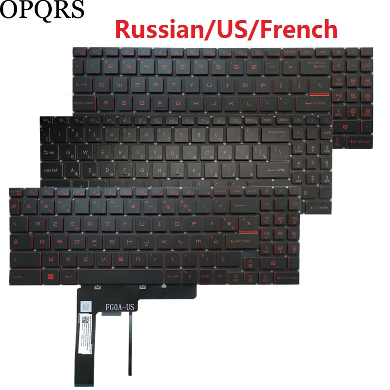 Teclado do Portátil Russo us Espanhol Francês para Msi Gl66 Gf66 Ms1581 1582 1583 1585 Gl76 Gf76 Ms-17l1 17l3 Ms-17l4 Ms-17l5