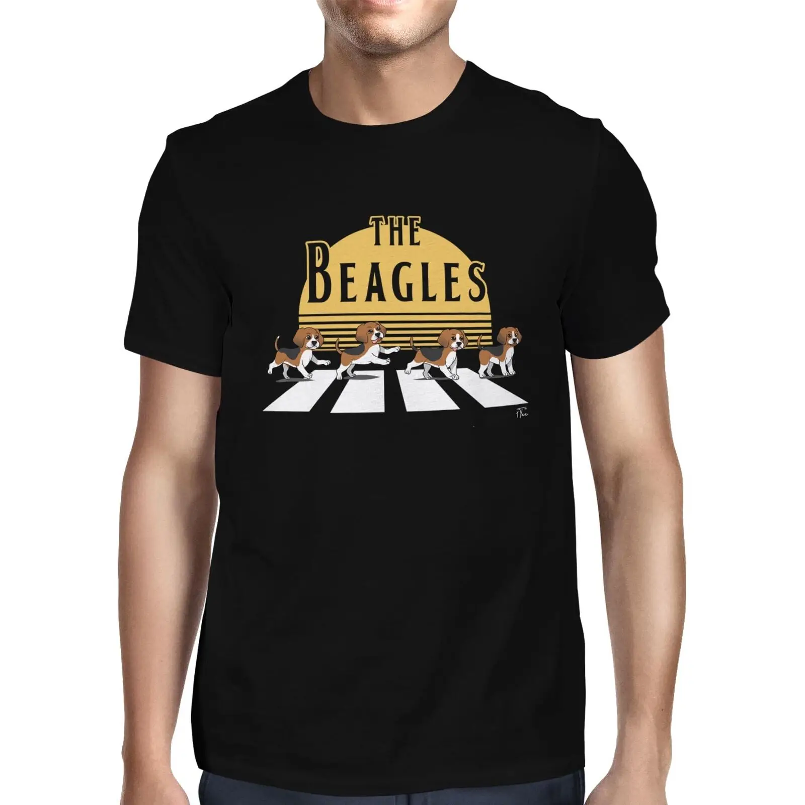 1Tee Mens The Beagles, T-Shirt Abbey Road Spoof