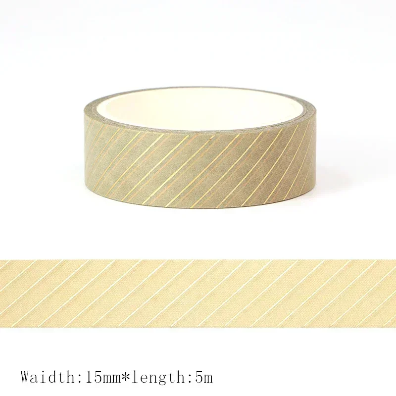 

New 10pcs/lot 15mm*5m Gold Foil Twill washi tape kawaii Deco Adhesive Scrapbooking Stationary Supplies Masking Tape sticker