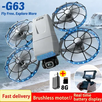 Drone G63 180 °   Telecamere HD WIFI Flusso ottico Evitamento ostacoli Drone senza spazzole Avion Giocattolo RC pieghevole per regalo di compleanno per adulti per bambini