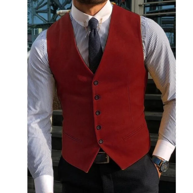 

New Arrvial Men Vest Classic Cotton Blended Slim Fit Formal Suit Waistcoat For Wedding Party Prom Suit Vests