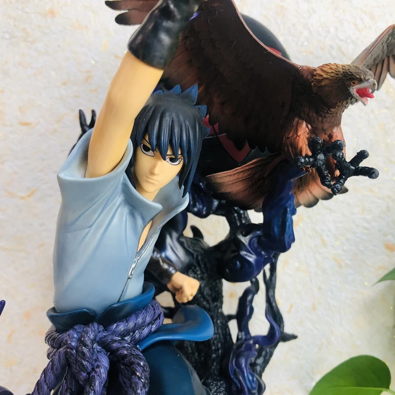 40cm Anime Naruto Uchiha Sasuke Sharingan Standing Battle Posture Model Statue PVC Action Figure Decoration Toy Birthday Gift