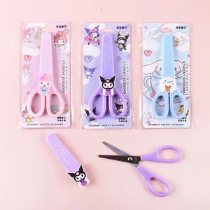 Sanrio Kuromi Hand Made Scissors Cinnamoroll Melody Kawaii Children Safety Silicone Shell Kid Stationery School Supplies Gift