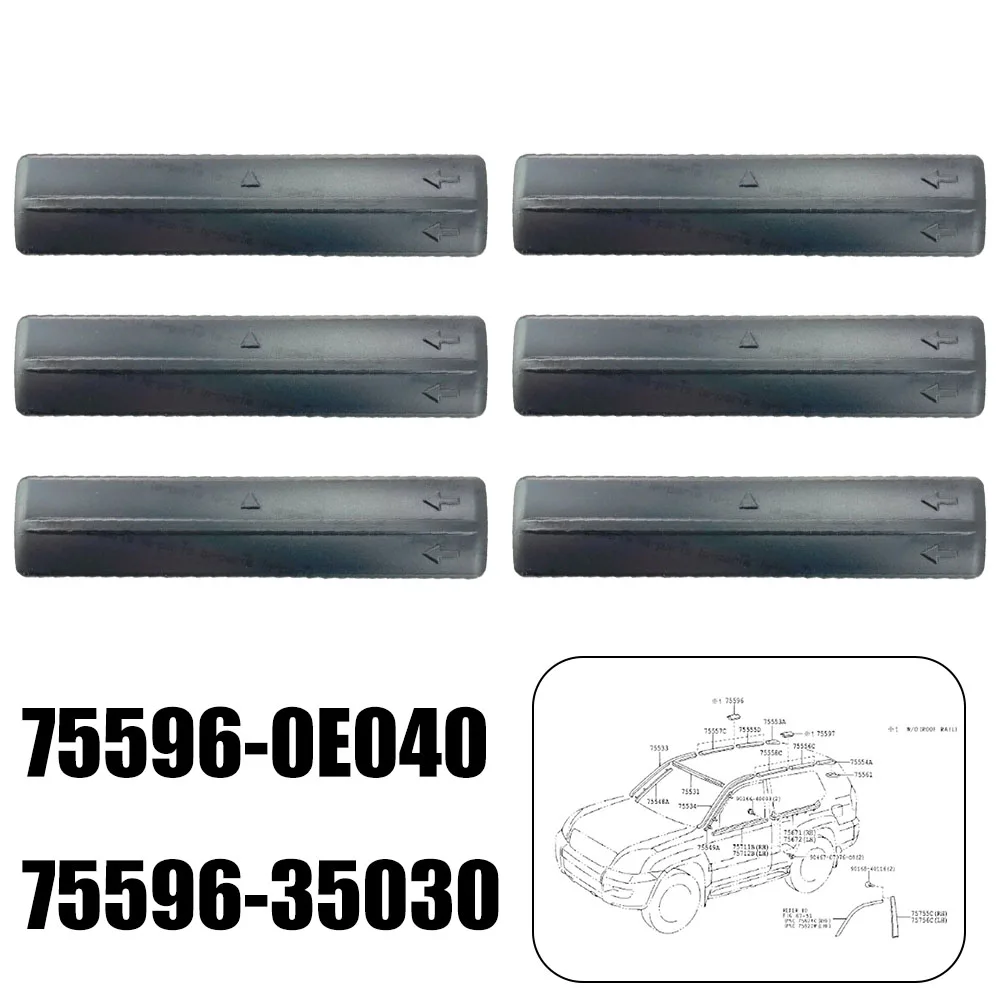 

6pcs Car Roof Rack Removal Remove Kit Cover 75596-35030 For Toyota For FJ Cruiser 2007-14 Black ABS Luggage Rack Cover