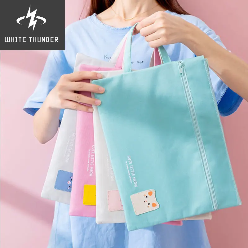 

1pc A4 Size File Folder Bag Documents Stationery Books Storage Bag Pouch School Office File Holder Zipper Bag