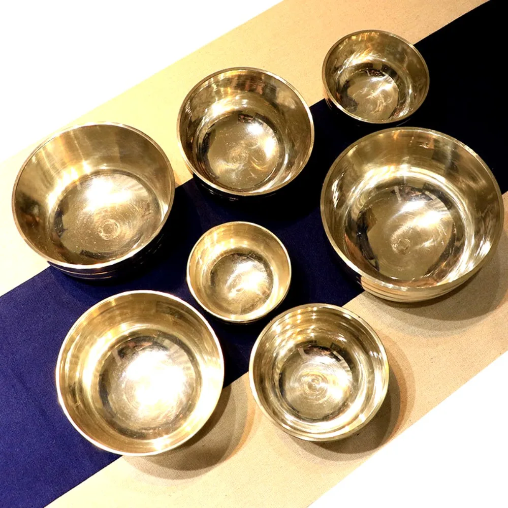 

Nepal Handmade Tibetan Singing Bowl Set of 7 Buddhist Brass Sound Bowls Yoga Meditation Professional Percussion Instruments