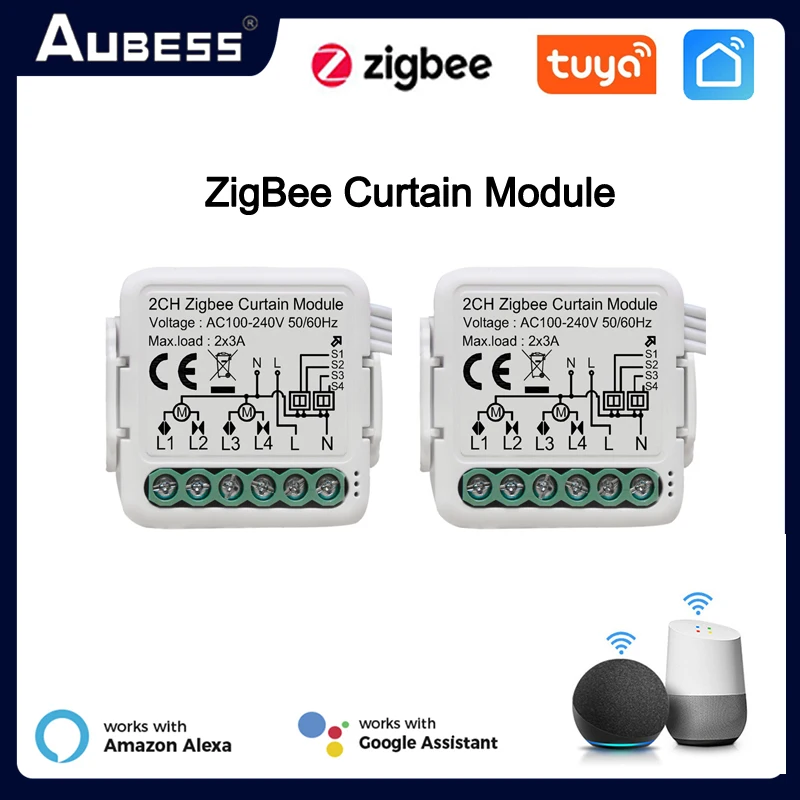 Tuya Zigbee 1/2 Gang Smart Curtain Switch Module Per Tapparelle Shutter Motore Di Controllo Elettrico Funziona Con Alexa Google Home