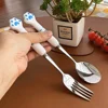 Stainless Steel Spoon and Fork Set with Storage Box Portable Tableware Cute Cat Paw Shaped Dinnerware Kit for Adults Kids School 4