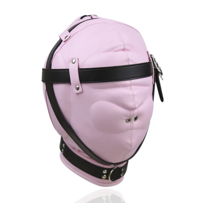 Exotic Adult Cosplay Games Hood Fetish Full Head Bondage Mask Hood For Men Women Halloween Party Role Play Costume In Pelle Nero