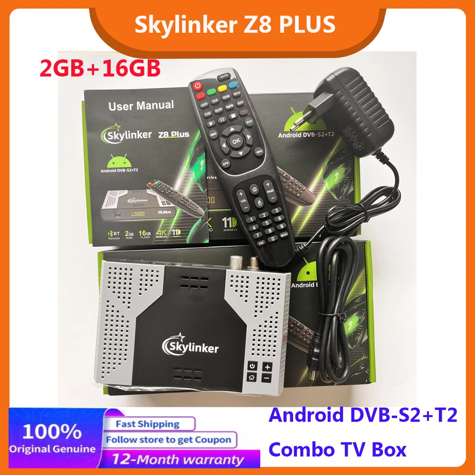2025 Skylinker Z8 PLUS 4K Android 9.0 DVB-S2 T2 Hybrid TV Box 5G