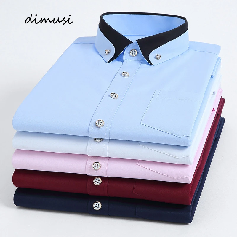 

DIMUSI Autumn Men's Business Shirts Casual Long Sleeve Button Solid Color Loose Shirts Fashion Dress Henley Shirts Male Clothing