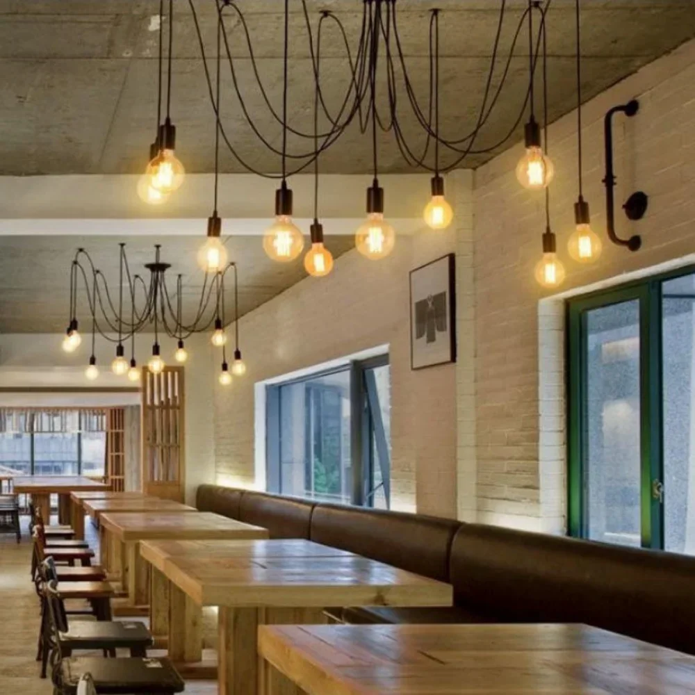 3/6/8/10 Heads Nordic Spider Chandelier Industrial Pendant Lamp E27 Loft Edison Industrial AC 110-220V Hanging Pendant Lights 6