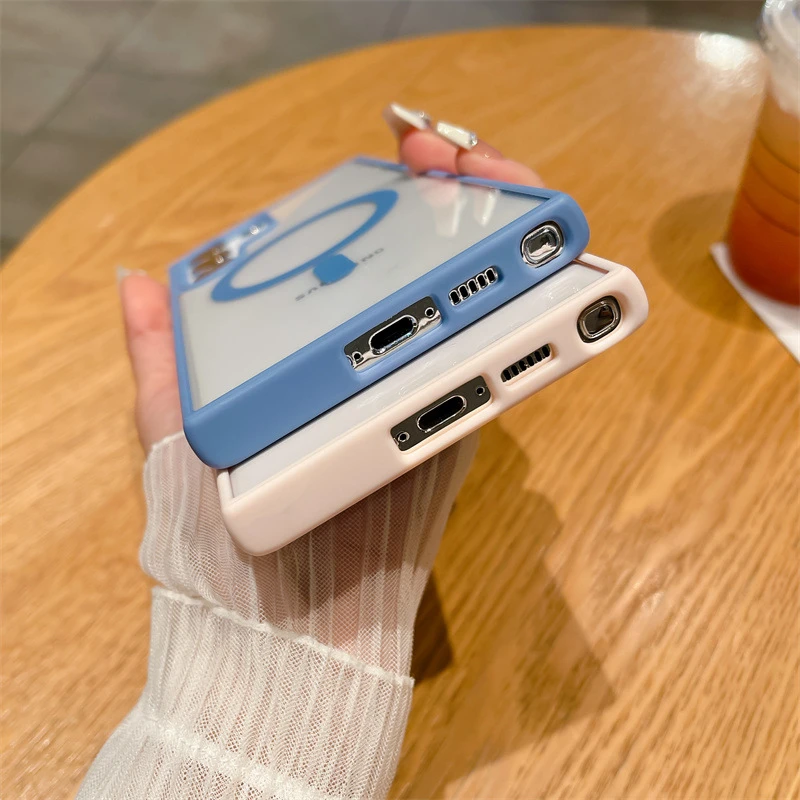 Luxury Magnetic Matte Frame Transparent Phone Case Cover