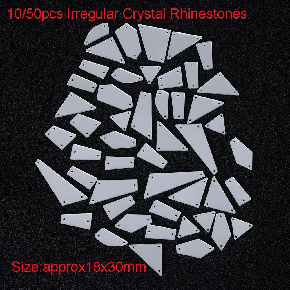 10/50pcs Crystal Mirror Sew On Rhinestones Irregular Acrylic Shiny White Sewing Rhinestone For Wedding Dress