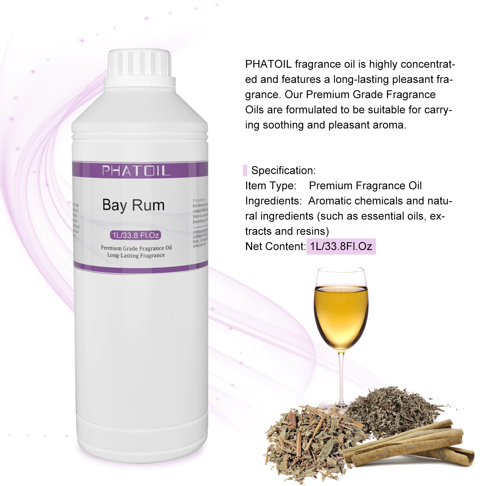 Phatoil 1000Ml Bay Rum Oli Profumati Per Olio Profumato Caffè Angelo Lilla Draghi Sangue Black Oppium Jadore Bubblegum Palmarosa