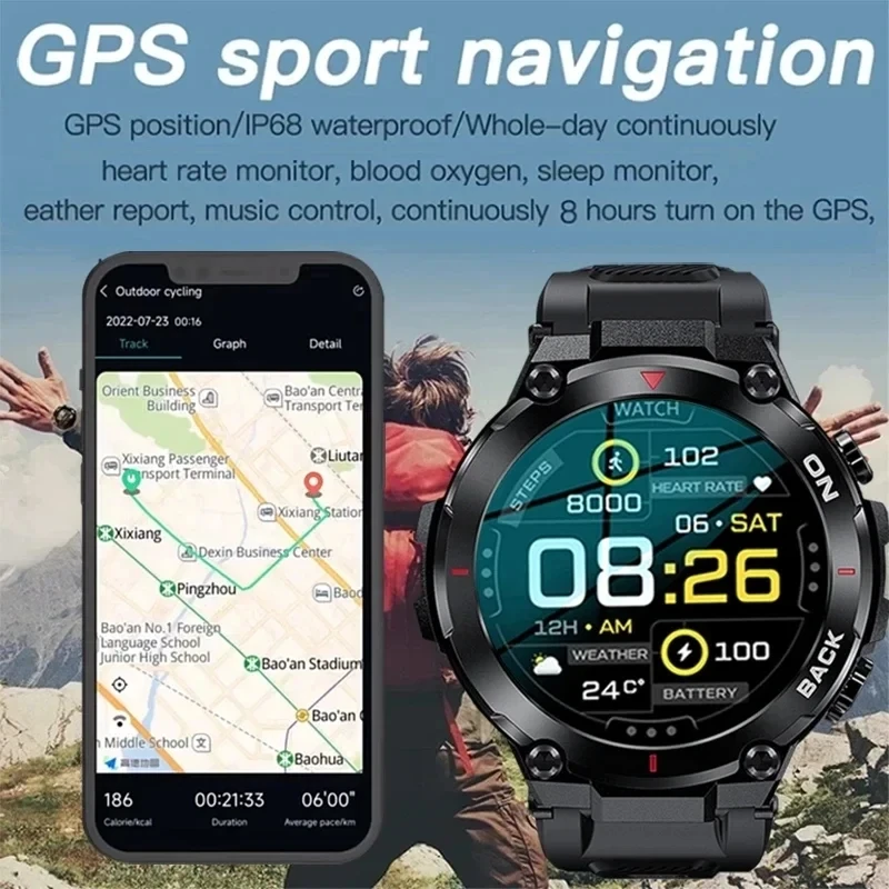 

2024 New GPS Smart Watch Sports and Fitness Bracelet Caller Reminder IP68 Waterproof Smart Watch Men's Android IOS Watch