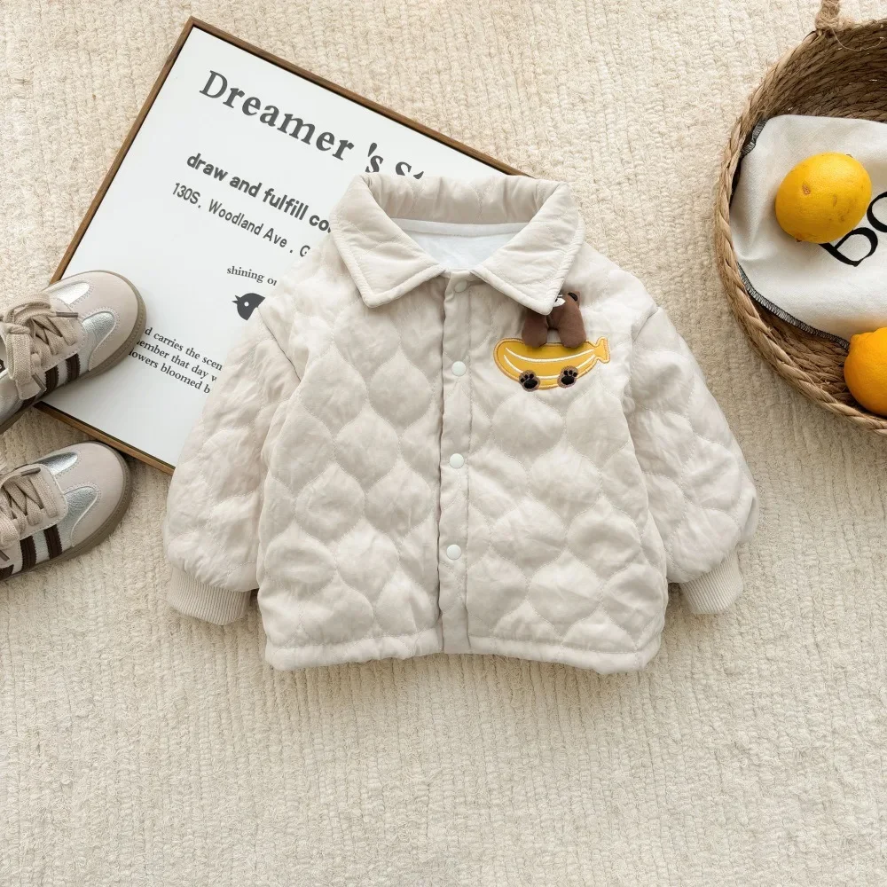 Winter New in Kids Baby Boys Warm 3D Cartoon Bear Top Outwear , Infant Toddler Pure Cotton Lining Jacket Coat 3M-3Y