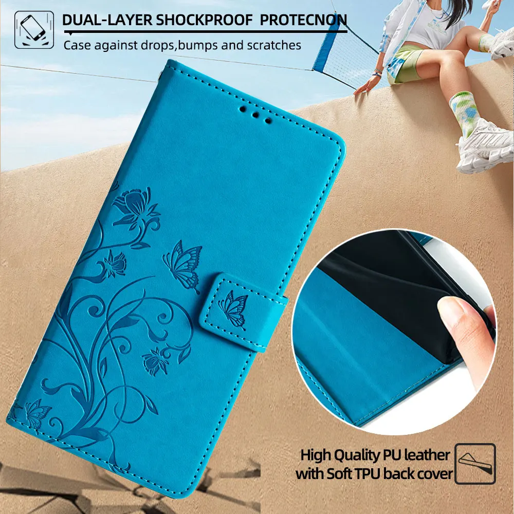 Elegant Ladies Leather Wallet Flip Case - Fashionable Book Cover Design