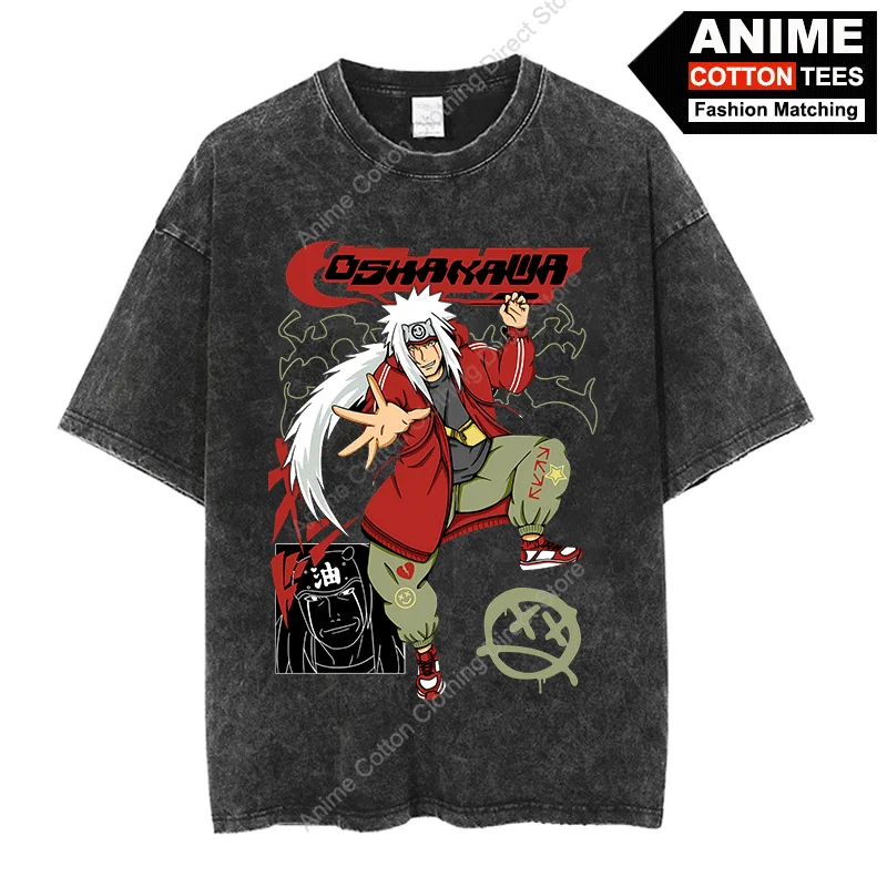 Spiral Pills Jiraiya T-shirt Anime Naruto T Shirt y2k Harajuku Casual Unisex Hip Hop Streetwear Tops Cotton Oversized Loose Tees
