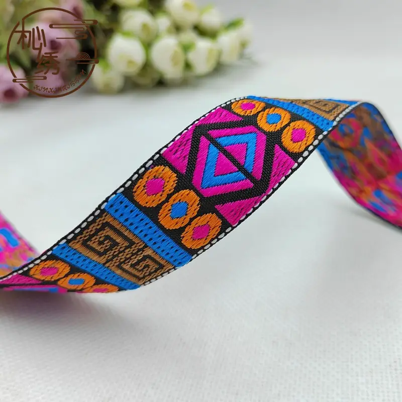 10Yards 26mm 1 Inch Handmade Embroidery Lace Trim Woven Jacquard Ribbon Retro Fashioned For Bag Straps Collar Pillowcase - Image 3