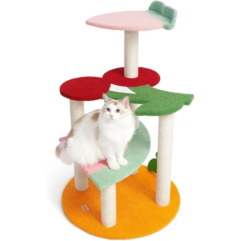 

Cat Tree Cat Tower With Fruit-Shaped Platform and Sisal-Covered Scratching Posts Tree for Cats Free Shipping Kittens Pet Home