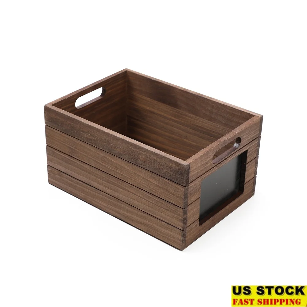 Wood Storage Crate with Chalkboard Label – Multi-functional Home Organizer 1