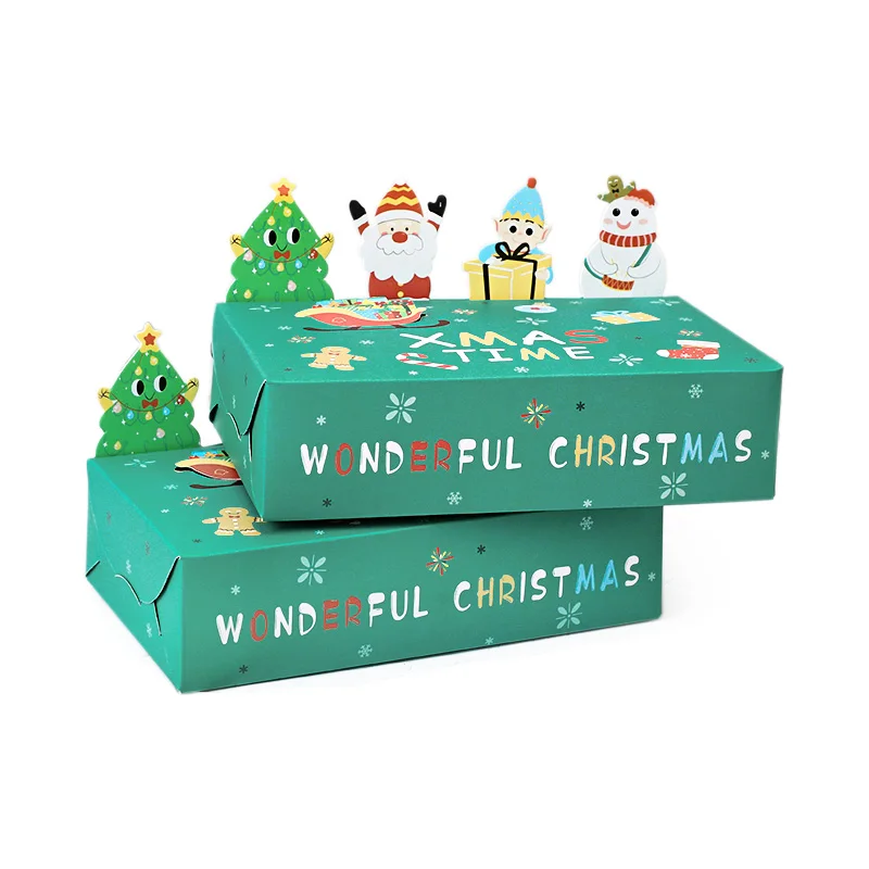 5/10Pcs Cartoon Christmas Candy Gift Box Kraft Paper Cookie Packaging Box 2025 Christmas Party Decor Xmas Navidad New Year 2026