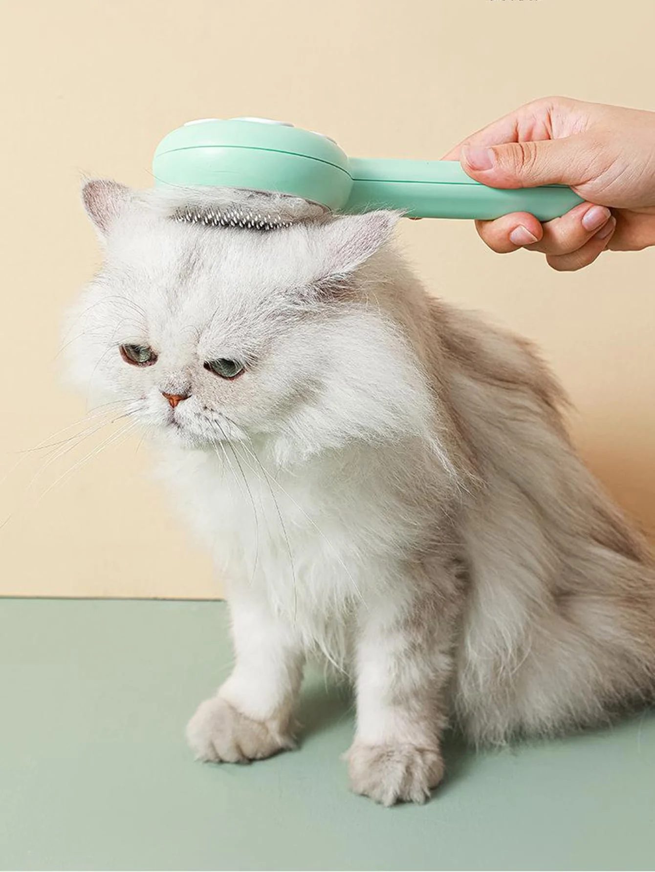 1pc-Flower pet cat comb stainless steel needle massage cleaning needle comb one click self-cleaning