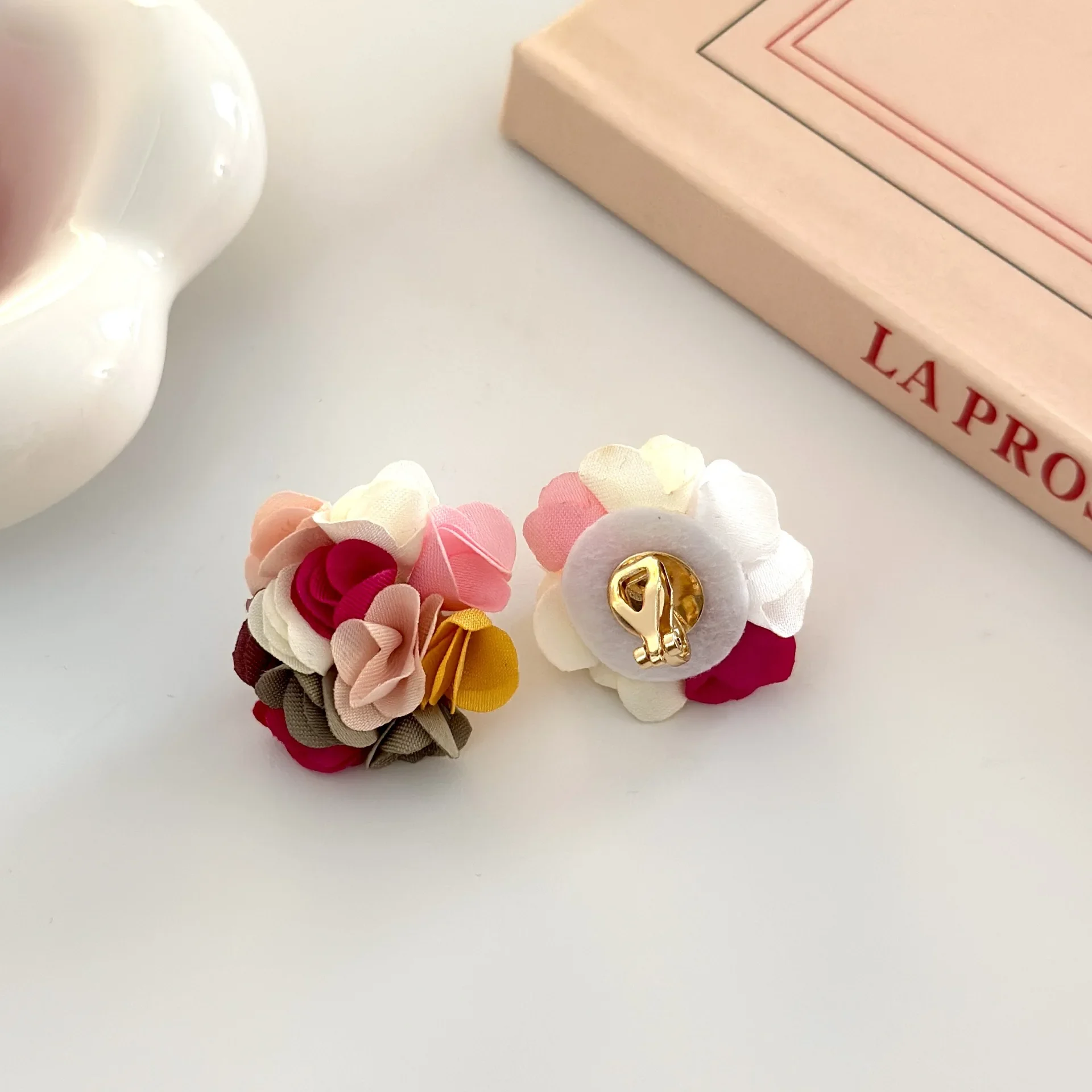 Orecchini A Perno Fiore Bohémien - Grandi Petali Rosa In Smalto E Acrilico, Gioielli Vintage Per Donne E Ragazze - 5
