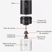 Moulin à café électrique avec noyau de broyage en céramique d'épaisseur réglable, moulin à grains de café à batterie longue durée Rechargeable 6