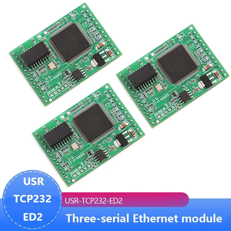 

3PCS USR-TCP232-ED2 Triple Serial Device Server, UART TTL to Ethernet/TCP IP Module Converter Support D2D Forwarding