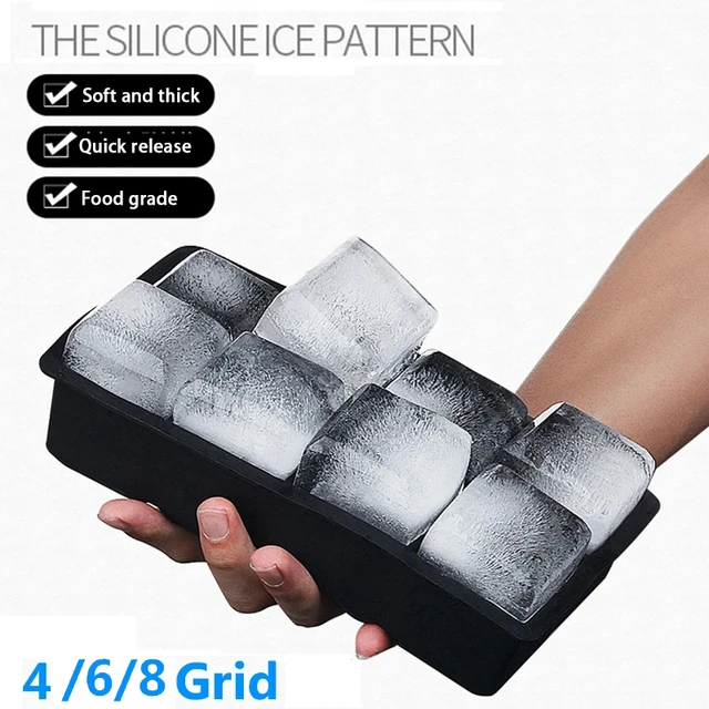 8 Big Ice Tray Mold Giant Jumbo Large Food Grade Silicone Ice Cube Square  Tray Mold DIY Ice Maker Ice Cube Tray