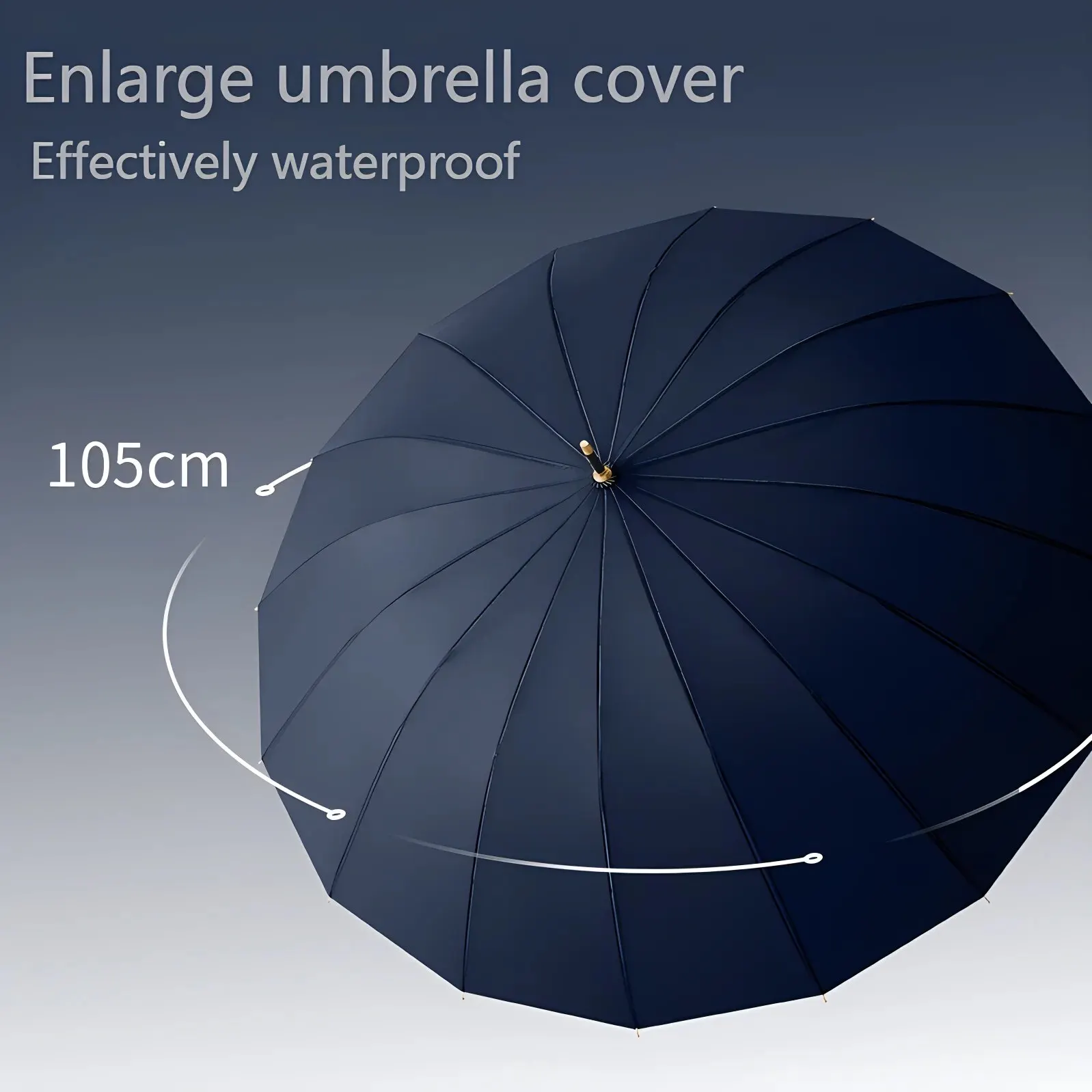 Japanese Long Handled Umbrella for Sunny Rainy Use Black Glue Large Size Storm Resistant 16 Bone Automatic Waterproof