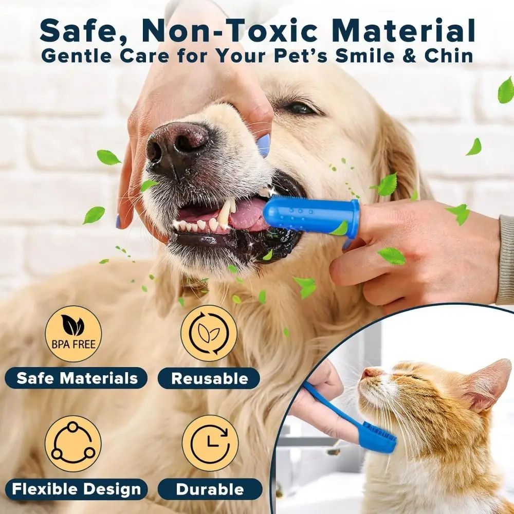 Durable 5 in 1 Dog Cat Grooming Kit Ergonomic Silicone Pet Cleaning Gloves with Toothbrush Universal Hair Remover Gloves Massage