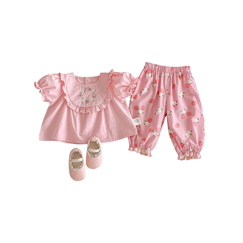 Girls Floral Shirt and Pants Summer Outfit