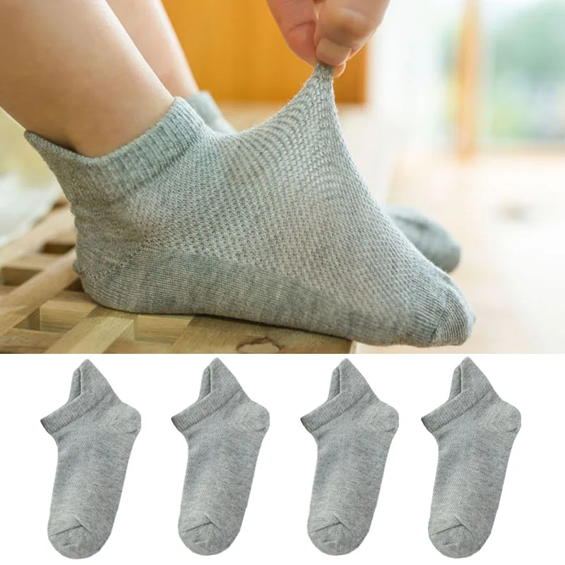4 Pairs/lot Children's Socks Summer Thin Pure Cotton Boat Socks White Socks Boys and Girls Student Socks Baby Mesh Short Socks 5
