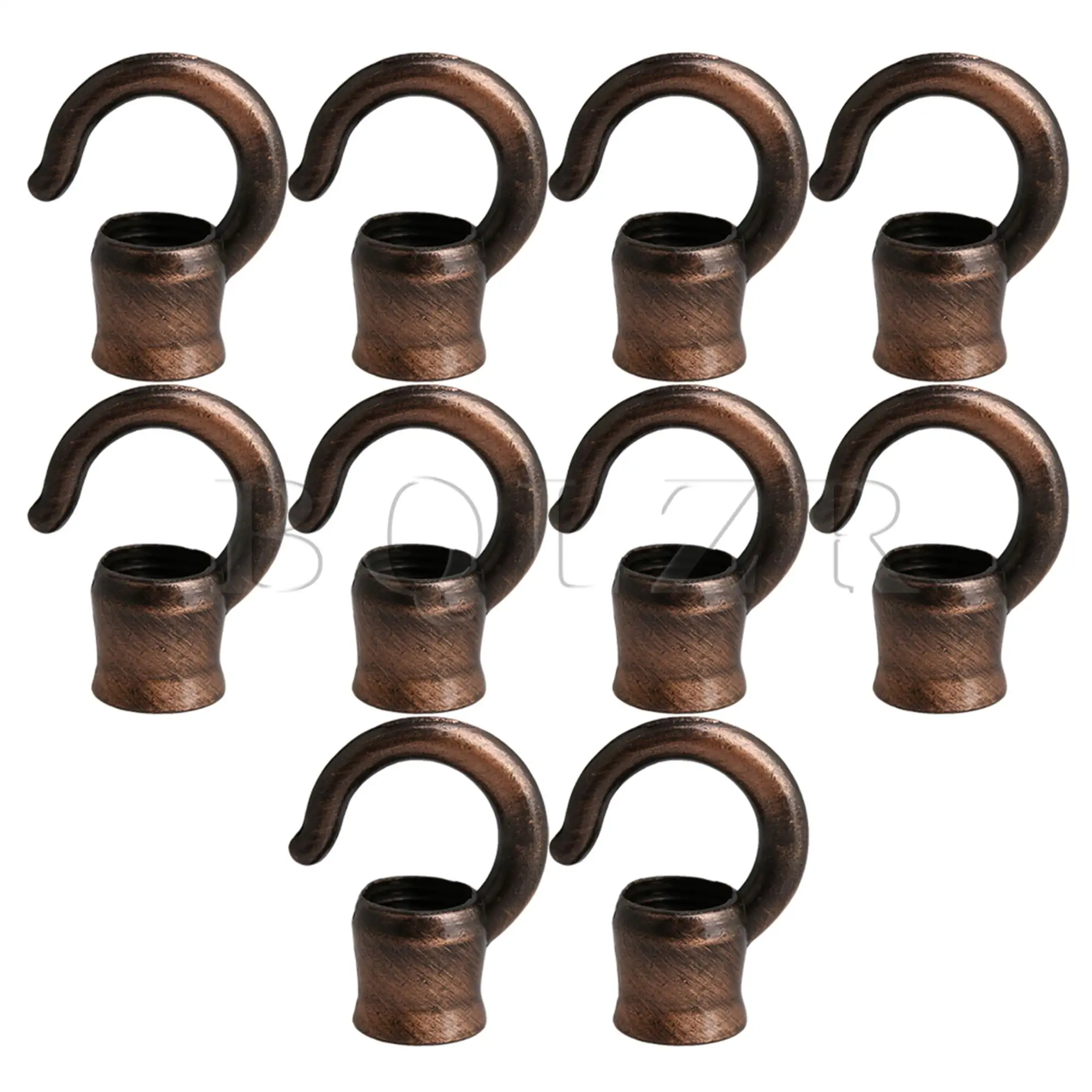 

BQLZR 100pcs Red Bronze M10 Thread Vintage Opening Ceiling Hooks for Wall Ceiling