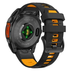 Premium Silicone Watch Band - QuickFit 22mm/26mm Strap for Quick Fit 20mm (Black orange)